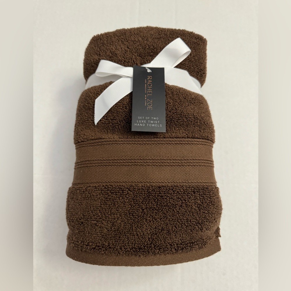 2pc RACHEL ZOE Luxe Hand Towel Set - Chocolate